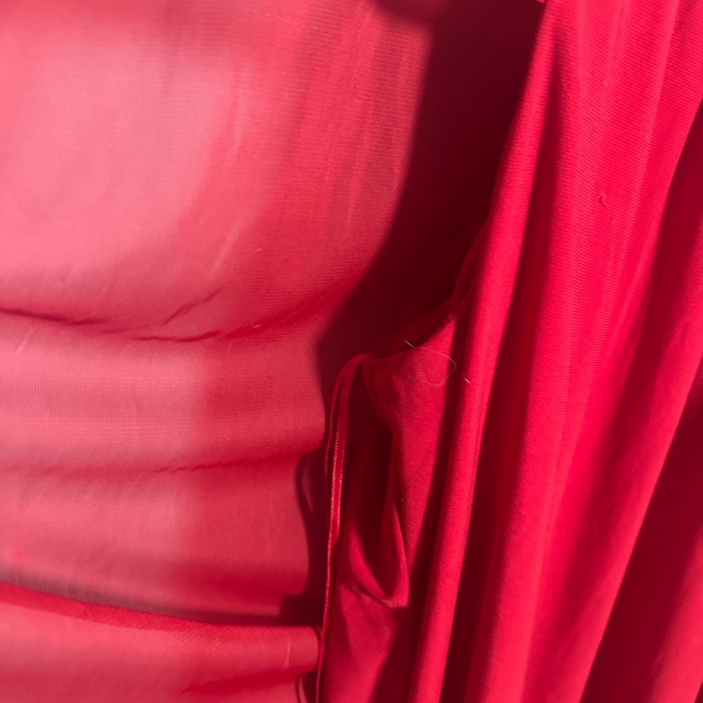 R&M Richards Red Chiffon Dress Rhinestone neckline - Picture 8 of 8